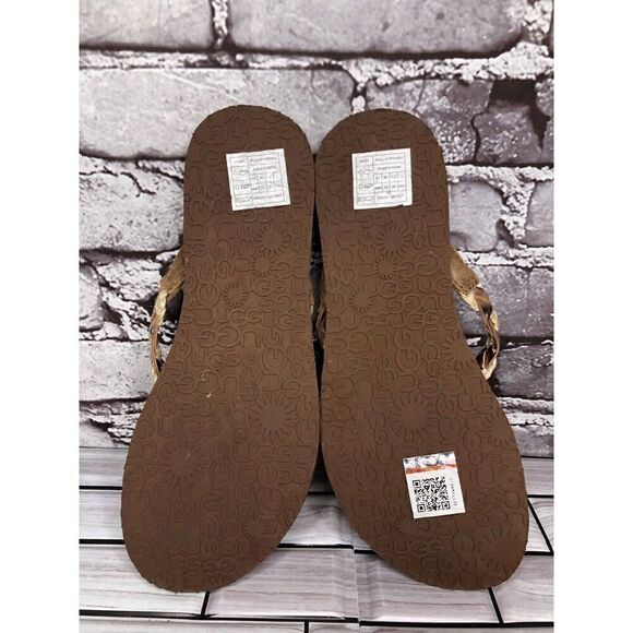 UGG Navie Braided Leather Rose Gold Flip Flops Sandals Women Sz 7M US/38 1007559 - Picture 12 of 15